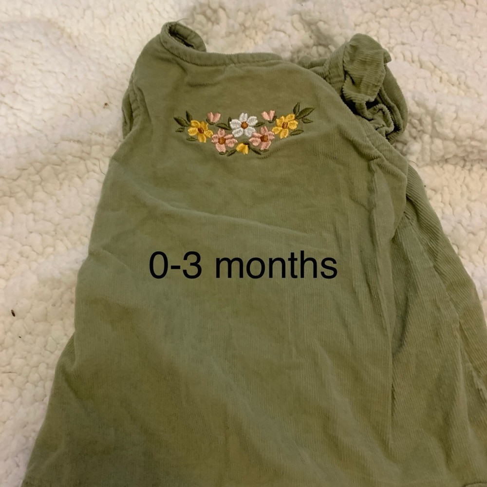 Green Baby Dress with Floral Embroidery